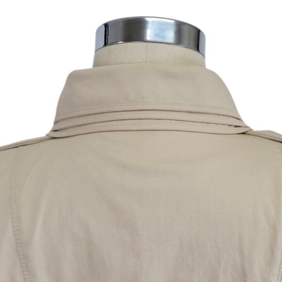 Zara Woman Cotton Blend Double Breasted Cropped Peplum Trench Coat Size XL Beige - Picture 5 of 10